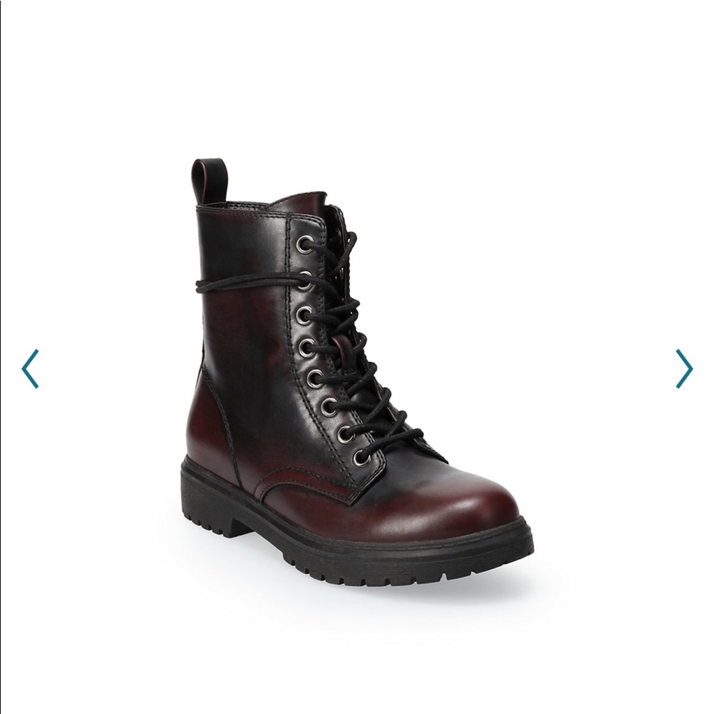 COPY - SO® Bowfin Burgandy/Black LaceUp Combat Boots NEW